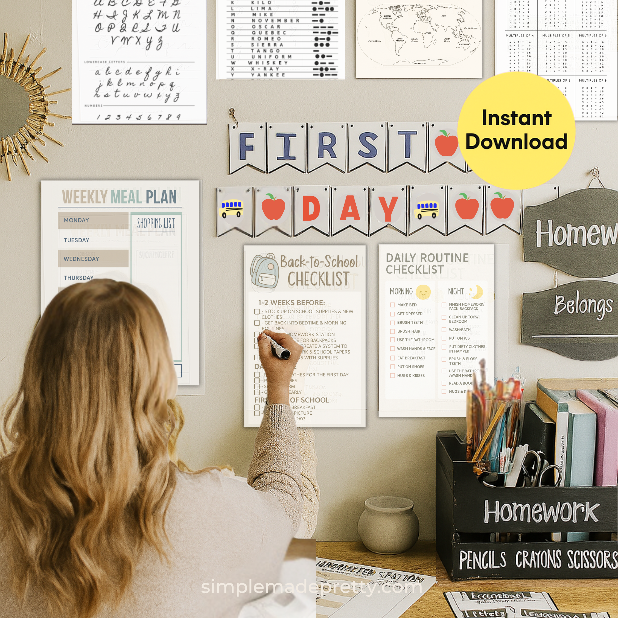 Printable Back-to-School Reset Kit with routines checklists meal planning and homework organization