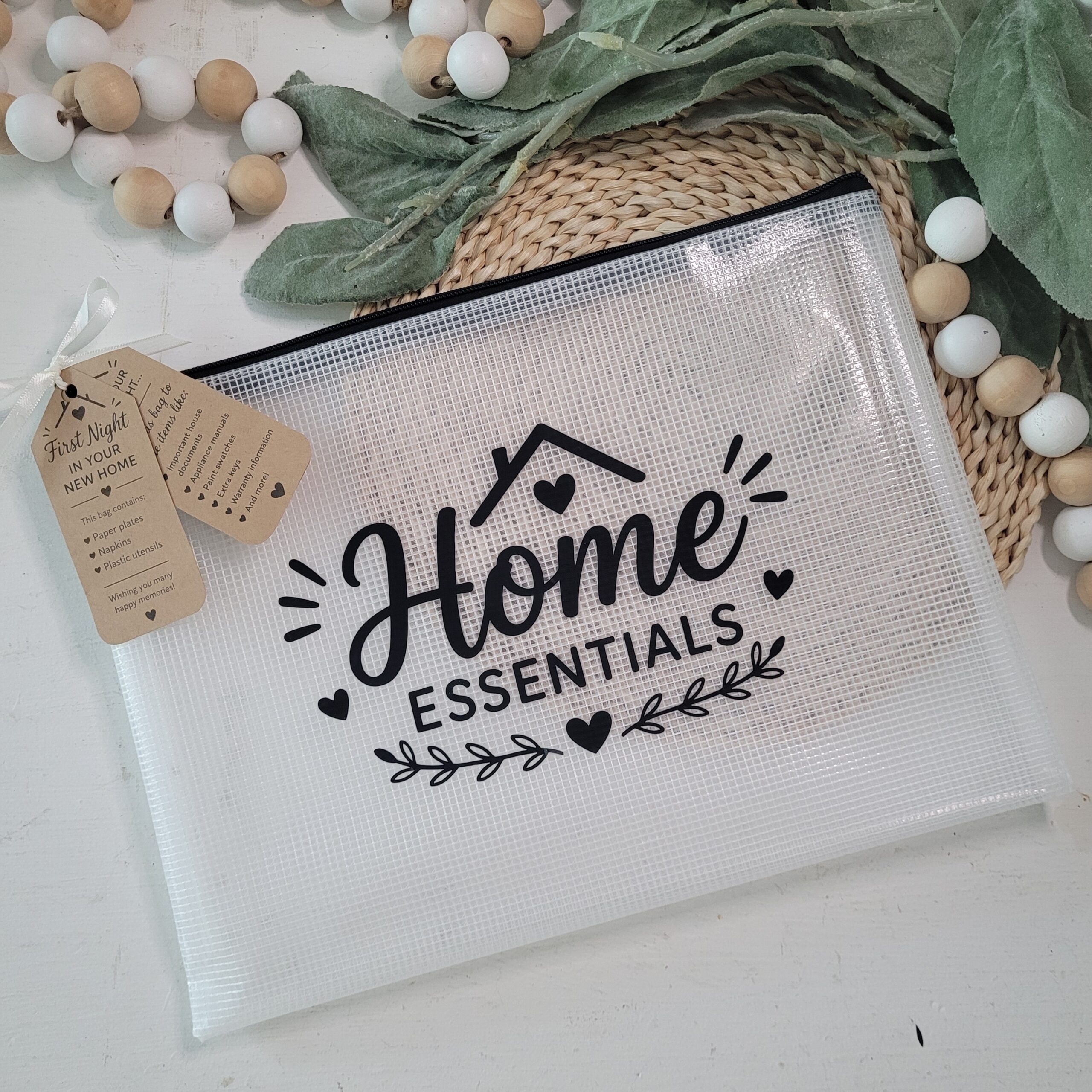 Home Essentials reusable gift bag made with a Cricut SVG