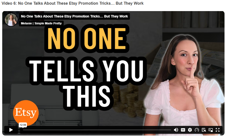 Etsy promotion tips Cricut to Cash training