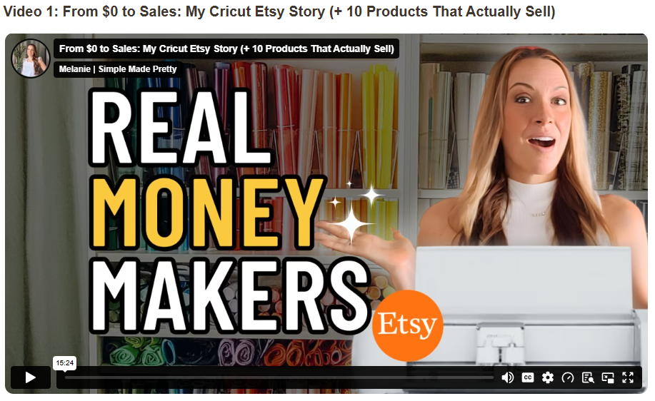 Cricut to Cash Etsy product ideas video training