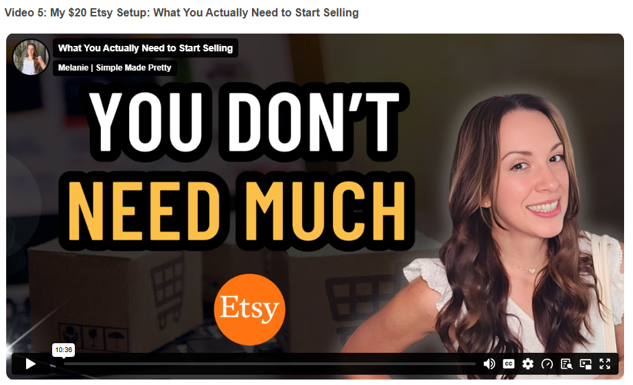 Budget Etsy shop setup training