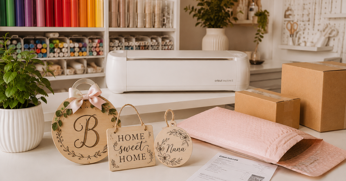 Packing a handmade Cricut Etsy order for a customer